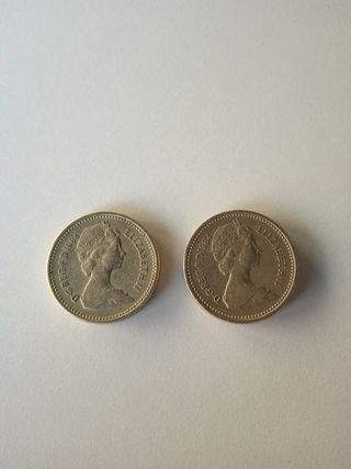 2 Monedas de 1 Libra Esterlina