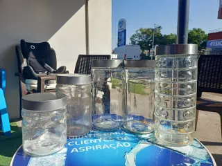 Conjunto 5 Frascos Vidro Metal