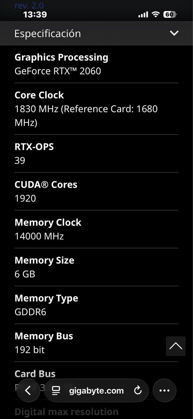 Tarjeta Gráfica Gigabyte RTX 2060 OC PRO 6GB