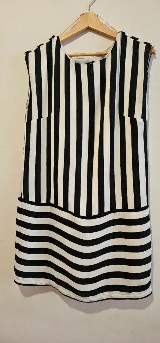 Vestido Mango Rayas Blanco y Negro