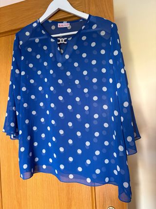 Blusa H.47 azul lunares talla única