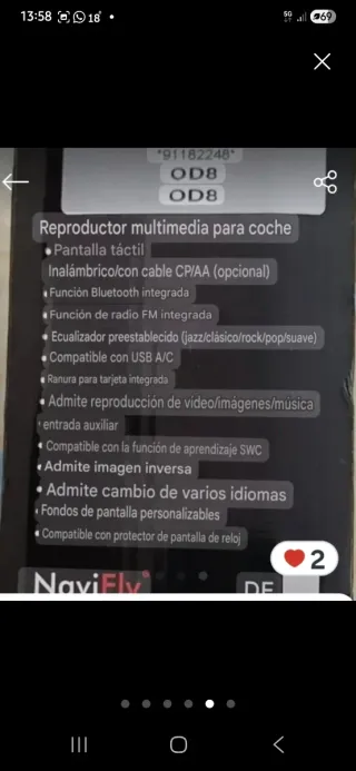 Radio Coche Multimedia Pantalla Táctil