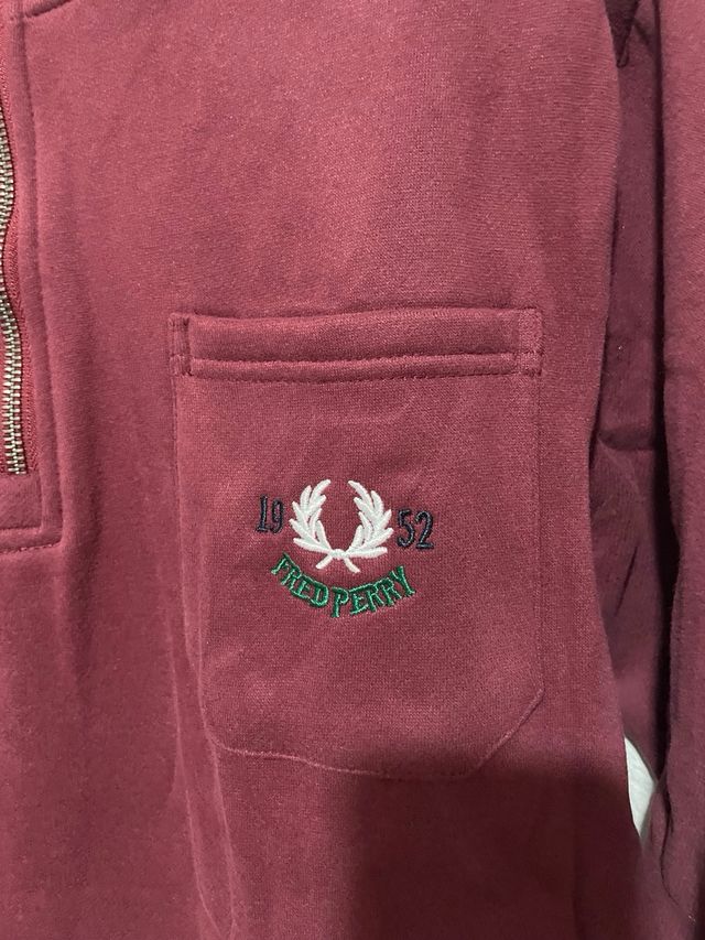 Sudadera Fred Perry Roja Media Cremallera