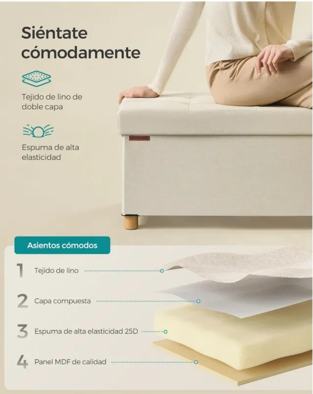 Baúl almacenaje SONGMICS tela