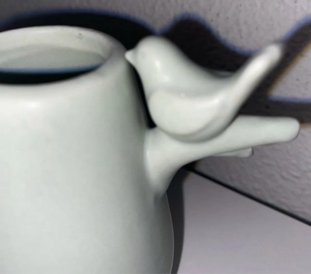 Mini jarra decorativa com pássaro