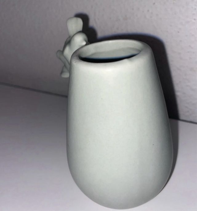 Mini jarra decorativa com pássaro