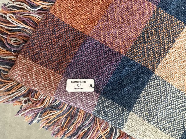 2 Fundas Cojín Madam Stoltz Cuadros Naranja/Morado