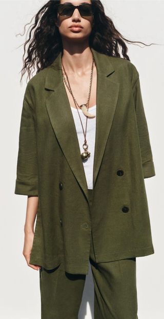 Conjunto Zara dos piezas verde talla M 