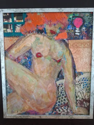 Cuadro abstracto mujer naranja