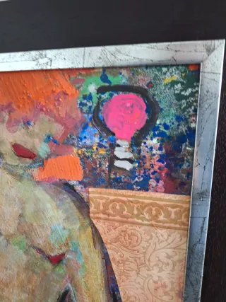 Cuadro abstracto mujer naranja