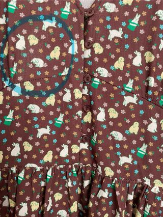 Vestido Kling Talla M Estampado Flores y Conejos