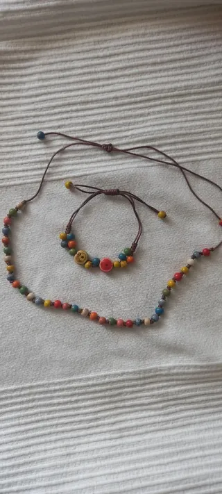 Conjunto collar y pulsera de cuentas ceramica