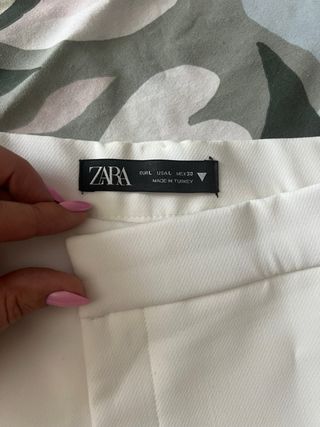 Falda-pantalón Zara Talla L Blanca