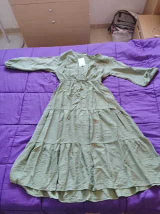 Vestido largo Dodo volantes verde