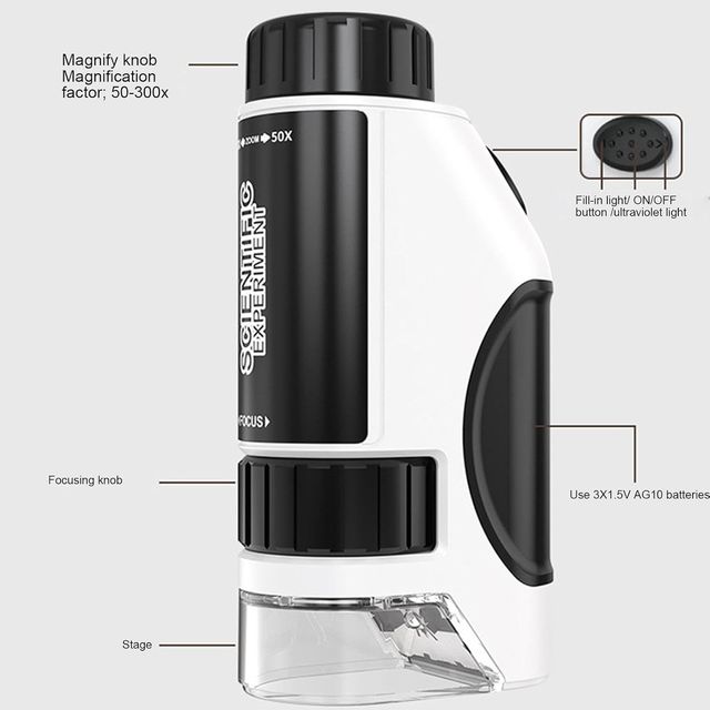 Microscopio bolsillo niños 60X-200X