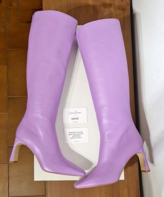 Stivali al ginocchio,pelle,tacco,viola,Liu Jo,n.39