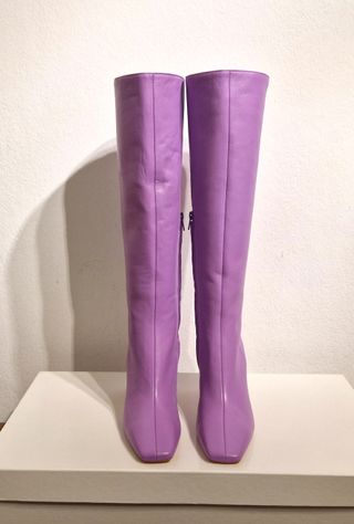 Stivali al ginocchio,pelle,tacco,viola,Liu Jo,n.39