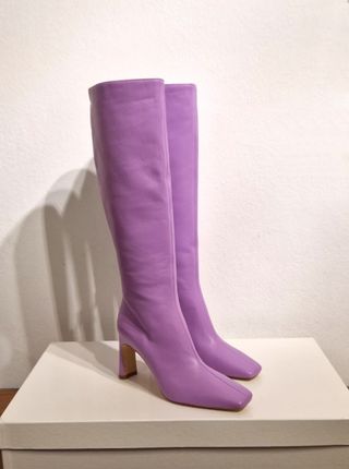 Stivali al ginocchio,pelle,tacco,viola,Liu Jo,n.39