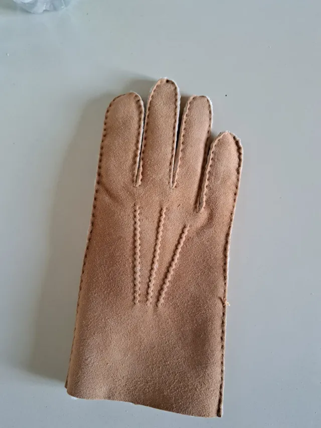 Guanti scamosciati beige marroni nuovi