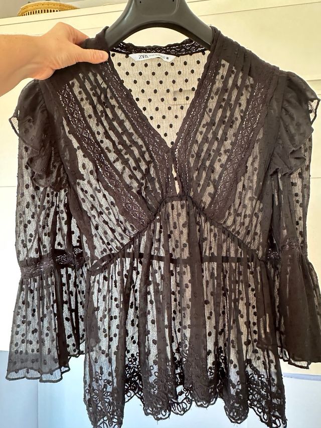 Blusa Zara Negra Talla XS