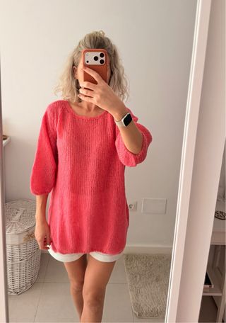 Blusa rosa punto alpaca oversize