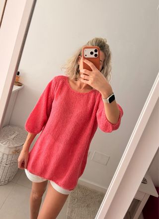 Blusa rosa punto alpaca oversize