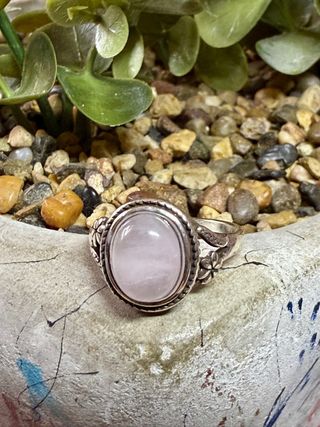 Anillo Plata Ley Cuarzo Rosa Ovalado