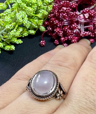 Anillo Plata Ley Cuarzo Rosa Ovalado