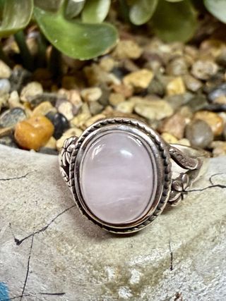 Anillo Plata Ley Cuarzo Rosa Ovalado