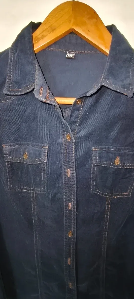 Camisa micropana azul mujer