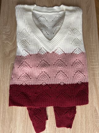 Jersey de punto degradado blanco, rosa y granate