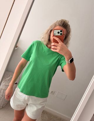 Camiseta verde Massimo Dutti algodón