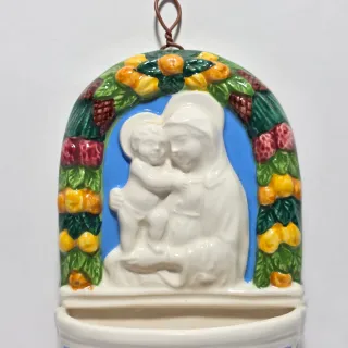 Acquasantiera in ceramica Stile Robbia - La Giara