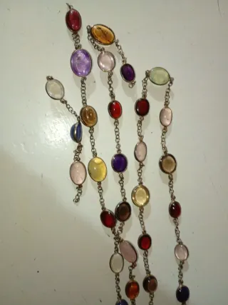 Cadena antigua plata piedras multicolor