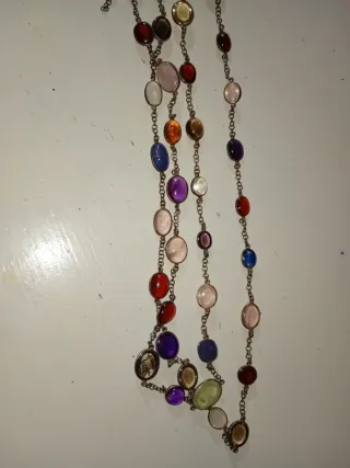 Cadena antigua plata piedras multicolor