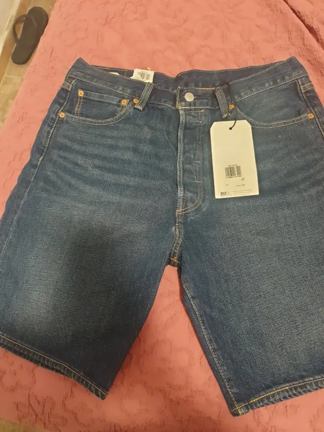 Levi's 501 Shorts Talla 34 Azul NUEVO