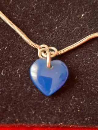 Pulsera Plata Ley 925 Corazón Azul