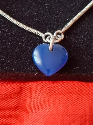 Pulsera Plata Ley 925 Corazón Azul
