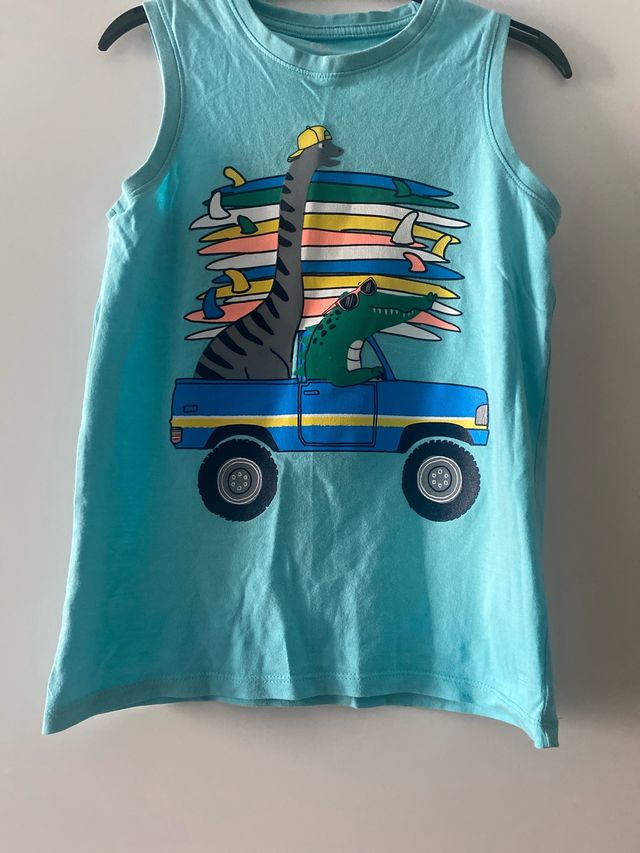 Camiseta tirantes niño dinosaurio y cocodrilo