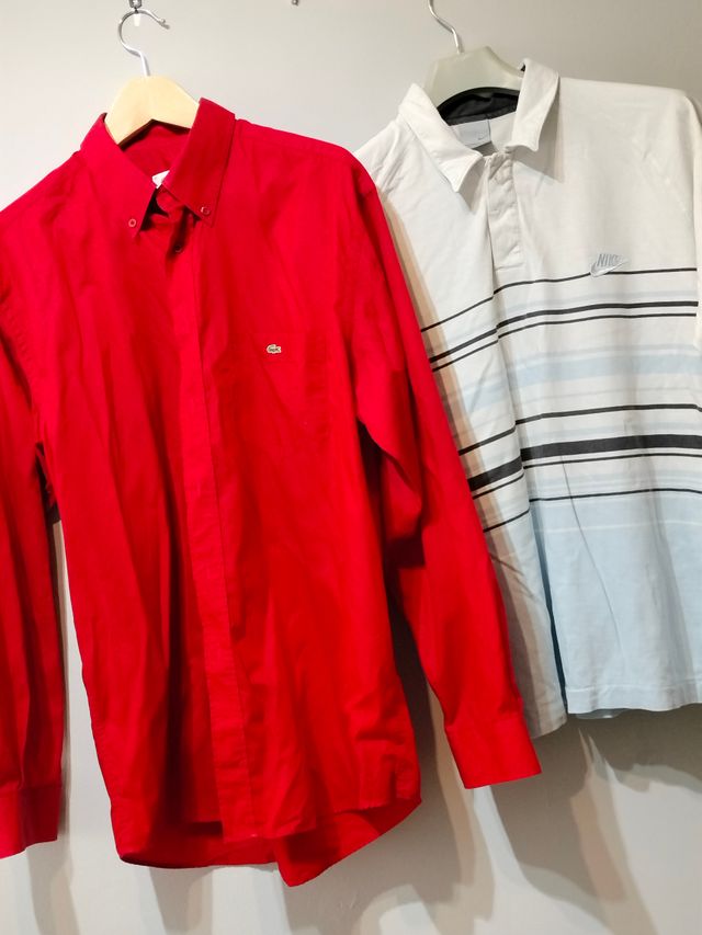 Pack Camisa Lacoste Roja + Polo Nike Rayas XL