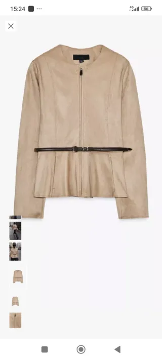 Cazadora ante beige Zara Talla M
