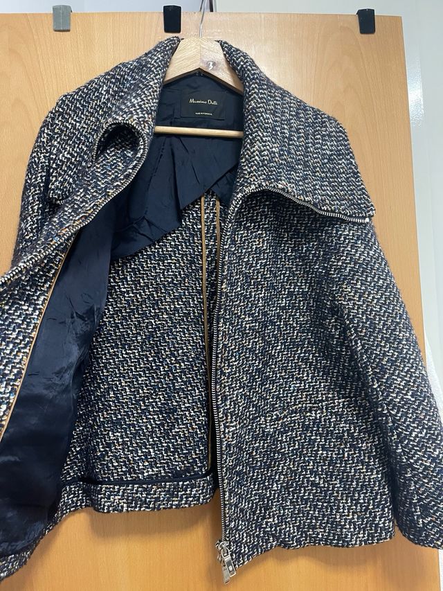 Abrigo Massimo Dutti Beige y Negro