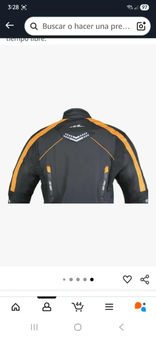 Chaqueta de moto negra y naranja