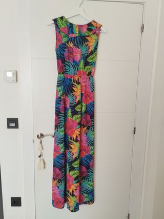 Vestido largo estampado tropical