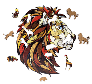 Puzzle in Legno Leone con Animali