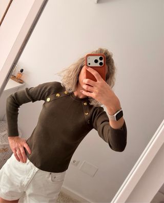 Blusa Zara punto botones dorados