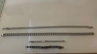 cadenas collar - pulseras - reloj  -plateado