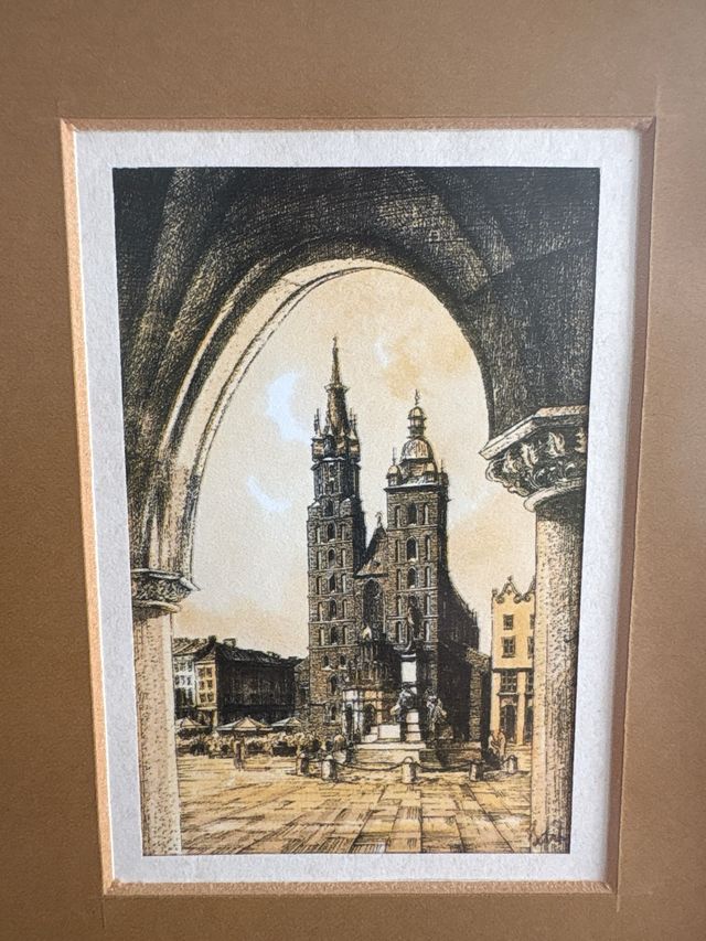 Imagem com moldura de madeira e papel