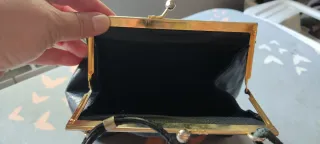 Bolso piel vintage negro/azul