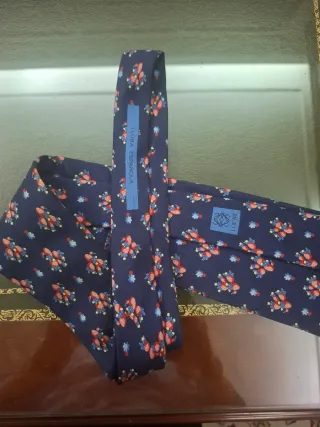 Corbata de seda Loewe azul y roja